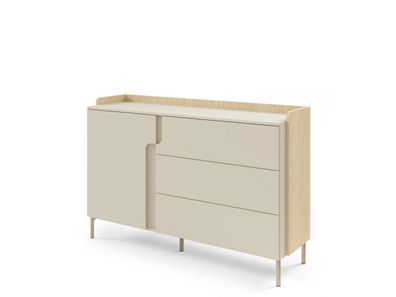 Sideboard Positano PO7 Kommode 143 cm 3 Schubladen 1 Tür - Eiche Mavelie / Macadamia