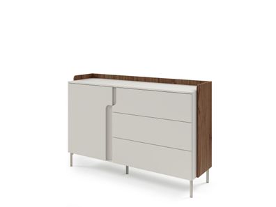 Sideboard Positano PO7 Kommode 143 cm 3 Schubladen 1 Tür - Nussbaum Alba / Kaschmir