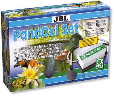 JBL PondOxi-Set Belüftungs-Set mit Luftpumpe Schlauch und Ausströmer für den Teich