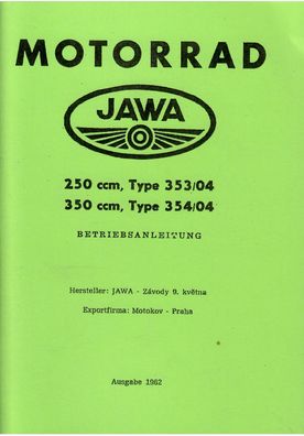 Betriebsanleitung Jawa 250 ccm / 350 ccm, Motorrad, Oldtimer
