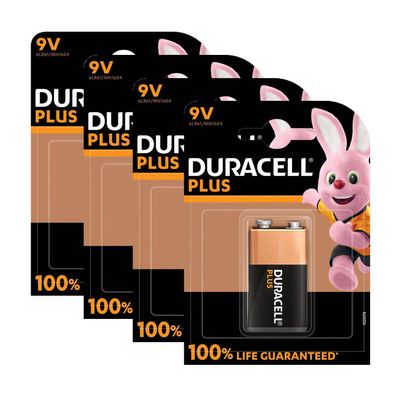 4x Duracell Plus 9V E Block Alkaline Batterien Blister 6LR61 MN1604