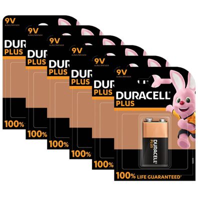 6x Duracell Plus 9V E Block Alkaline Batterien Blister 6LR61 MN1604