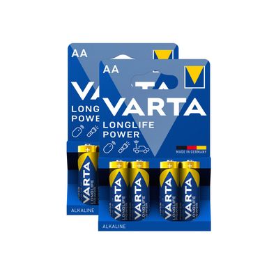2x Varta Long Life Power AA Mignon Alkaline Batterien LR6 4er Blister 1,5V