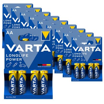10x Varta Long Life Power AA Mignon Alkaline Batterien LR6 4er Blister 1,5V