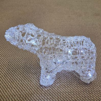LED Eisbär gehend Christal lights Batteriebetrieb weiss 006-02