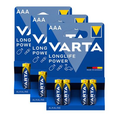 12x Varta Long Life Power 4903 AAA Micro LR03 1,5V Batterie Alkaline Longlife