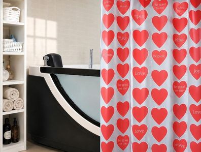 Spirella Sweetheart Red Duschvorhang 180x200 Herz Design Pop Art PEVA PVC-frei