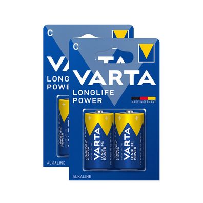 4x Varta Long Life Power C Baby Alkaline Batterien LR14 4014 1,5V