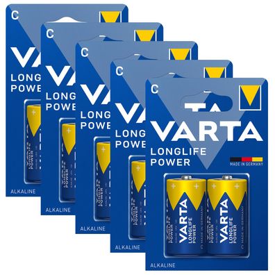 10x Varta Long Life Power C Baby Alkaline Batterien LR14 4014 1,5V
