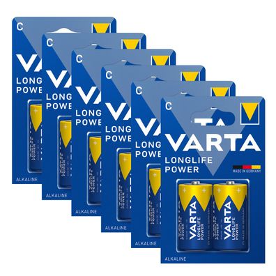 12x Varta Long Life Power C Baby Alkaline Batterien LR14 4014 1,5V