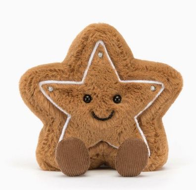 Jellycat Plüschtier mit Verpackungsbeutel, 10 cm Anhänger, Lebkuchenstern