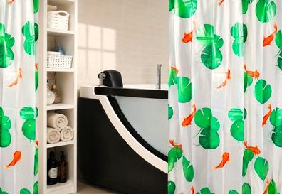 Spirella Koi Green Duschvorhang 180x200 PEVA PVC-frei Wellness Design
