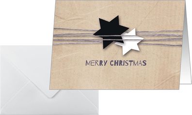 SIGEL DS079 Weihnachts-Karten Set mit Umschlag | Kraftpapier-Optik | A6 | 25 Stück "C