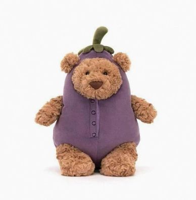 Jellycat Plüschtier mit Verpackungsbeutel, Auberginenfarbener Barcelona-Bär, 26 cm