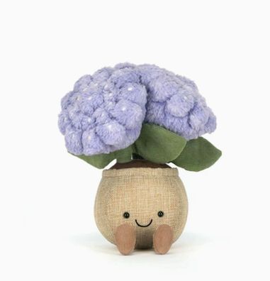 Jellycat Plüschtier, weiches Kissen mit Hortensien-Topfpflanze, 21 cm