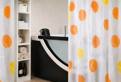 Spirella Bubble Orange Duschvorhang 180x200 PEVA PVC-frei Modernes Kreise Design