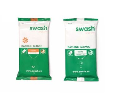 Swash Bathing Gloves feuchte Waschhandschuhe parfümiert Orangenduft / parfümfrei