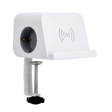 Simon Combiflat Steckdosenleiste 2 Schuko 4 USB mit Qi Ladepad