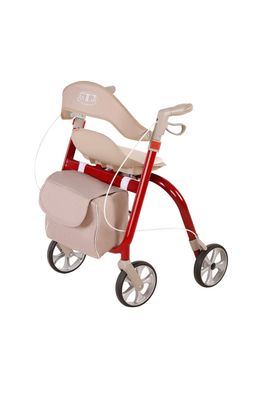 Antar Alu Rollator faltbar leicht mit Schalensitz Rückengurt rot Leichtgewicht