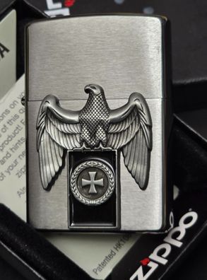 Zippo ADLER, EK Reichsadler (Custom PIN Style) - Chrom gebürstet CG #373