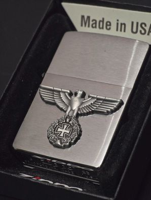 Zippo -ADLER mit EK - Reichsadler, Emblem (Custom PIN Style) Chrom gebürstet #298k