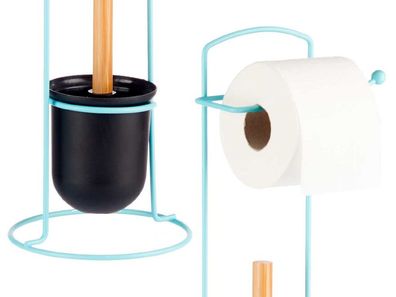 WC Garnitur Bürste Toilettenbürste Rollenhalter Klobürste 2 in 1 Blau-schwarz