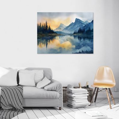 Leinwandbild Landschaft Berge Fluss Natur Bäum Wandekko Wohnzimmer Schlafzimmer