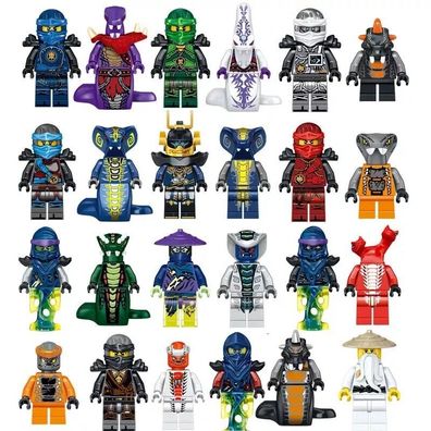 24 Ninjago Minifiguren Kai Jay Sensei Wu Meister Baustein Spielzeug Bausteine