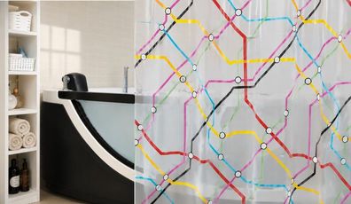 Spirella Metro Multicolor Duschvorhang 180x200 PEVA PVC-frei Halbtransparent