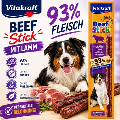 Vitakraft Beef Stick Lamm 12g Hundesnack 93% Fleisch Zuckerfrei
