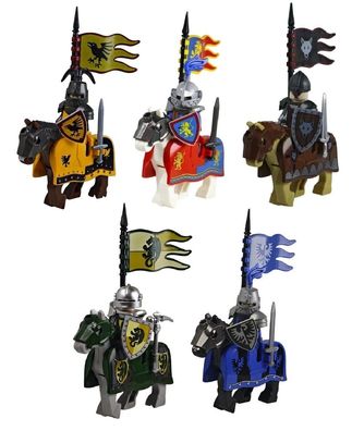 Ritter + beritten mit Bannern Custom Minifiguren Konvolut UND SPAREN Bausteine