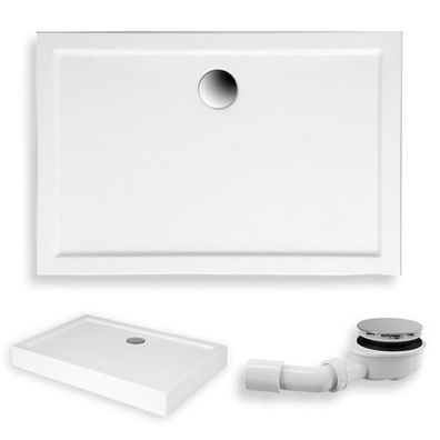 Duschwanne Rechteck Acryl GOLIAT 120x90x3x14 Weiß | Ablaufgarnitur & Füße im SET!