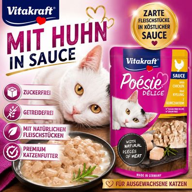 Vitakraft Poésie Délice Huhn in Sauce 85g Katzenfutter Getreidefrei