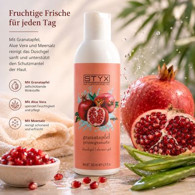 STYX Naturcosmetic Granatapfel Duschgel 200 ml - fruchtige Pflege für alle Hauttypen