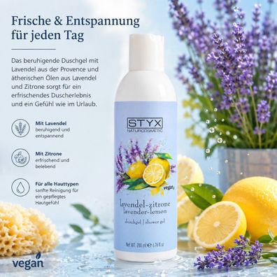 STYX Naturcosmetic Lavendel-Zitrone Duschgel 200 ml - frische Duschpflege