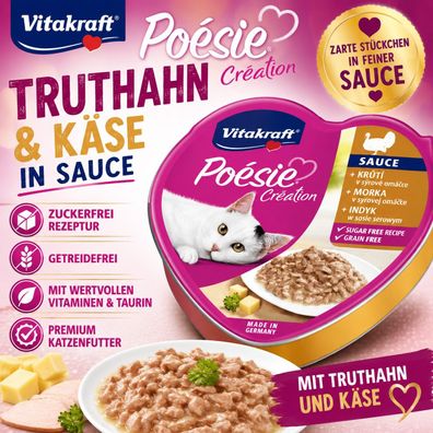Vitakraft Poésie Création Truthahn Käse 85g Katzenfutter Sauce