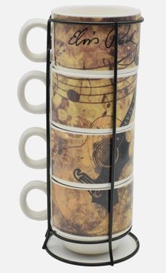 Elvis Presley Espressotassen Set - 4-teilig stapelbar je Tasse ca. 160ML