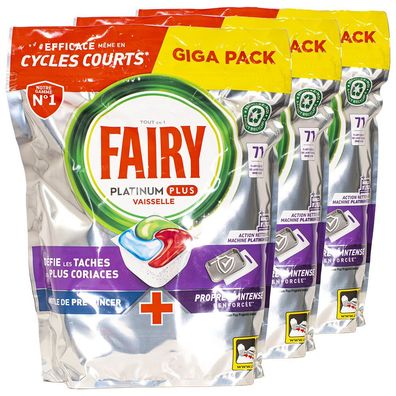 3x Fairy Platinum PLUS All in One Geschirrspültabs 71 Tabs