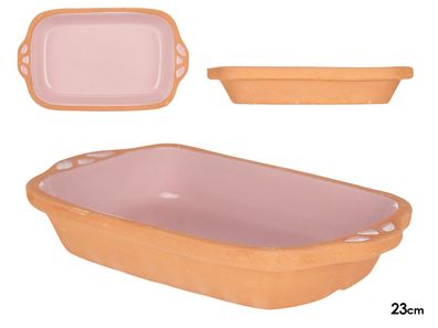 2er Set Ton-Auflaufform Mediterran Dessert Backform Servierform 23cm