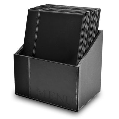 Securit 20 Speisekarten Trendy Line mit Sammelbox A4 Schwarz