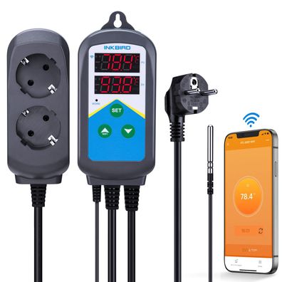 Inkbird WLAN Thermostat ITC-306TW mit 2 Heiz-Steckdosen und Timer