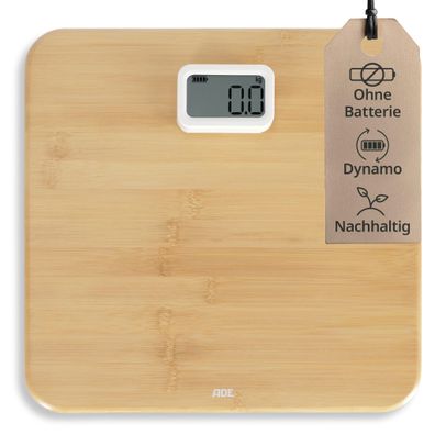 ADE Digitale Körperwaage ohne Batterie Bambus bis 150 kg 100 g