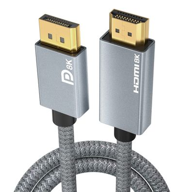 Agfinest DisplayPort auf HDMI Kabel 3 m 8K DP 1.4 zu HDMI 2.1