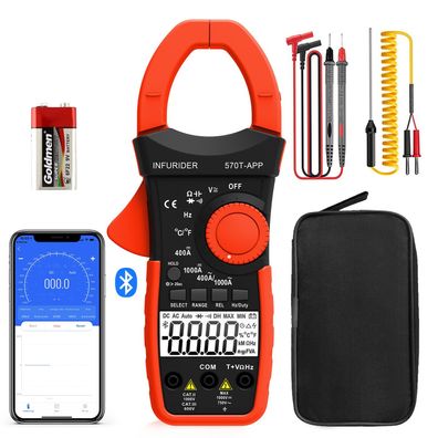 Infurider Bluetooth Stromzange AC DC 1000A TRMS 4000 Counts