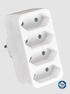 Heitech 4 Fach Steckdosenadapter dreifachsteckdose ohne Schalter Adapterstecker