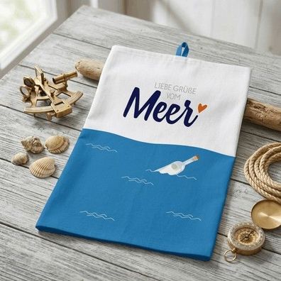 Liebe Grüße vom Meer - Maritimes XL-Geschirrtuch