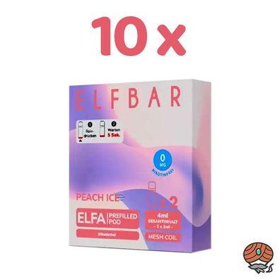 ELFBAR ELFA POD Peach Ice 0mg/ml Nikotin 10x 2 Pods, nikotinfrei