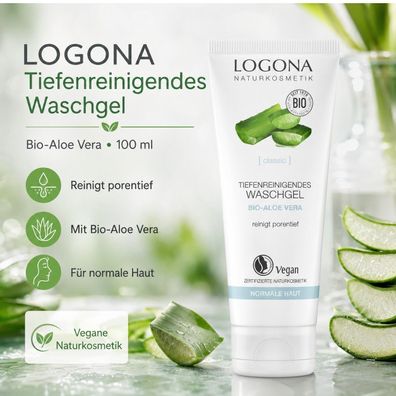LOGONA Tiefenreinigendes Waschgel Bio-Aloe Vera - 100 ml