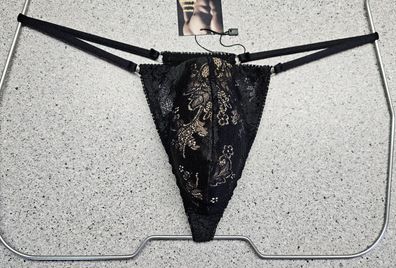 Herren String Tanga Spitze minimalistisch elastisch in Schwarz transparent