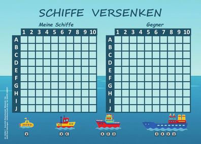 Schiffe versenken A5 Block Schreibblock Spielblock Notizblock mit 50 Blatt